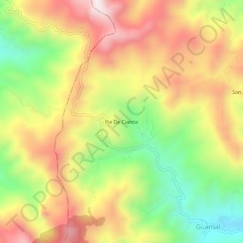 Carte topographique Pie De Cuesta, altitude, relief