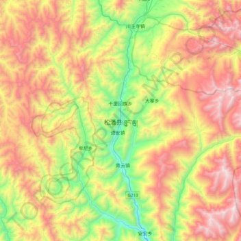 Carte topographique 松潘县, altitude, relief
