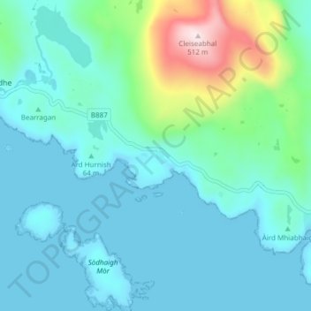 Carte topographique Cliasmol, altitude, relief