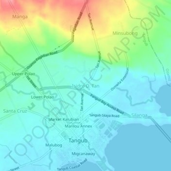 Carte topographique Isidro D. Tan, altitude, relief