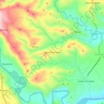 Carte topographique Upper Libungan, altitude, relief