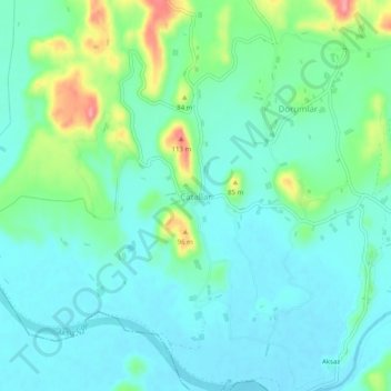 Carte topographique Çatallar, altitude, relief