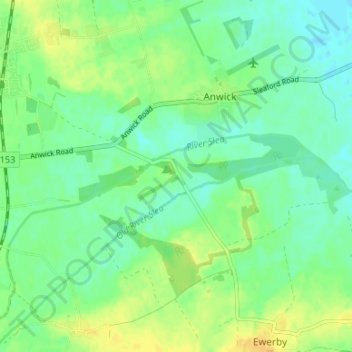 Carte topographique Haverholme, altitude, relief