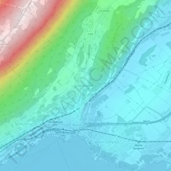 Carte topographique La Goulette, altitude, relief