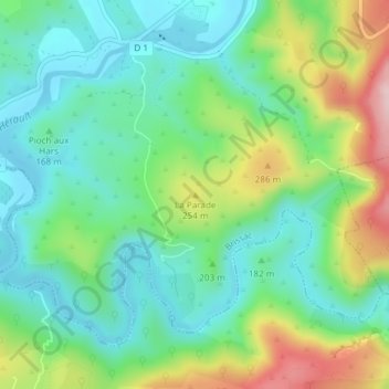Carte topographique La Parade, altitude, relief