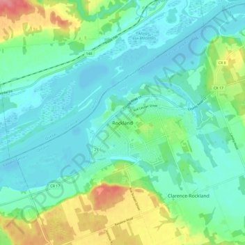 Carte topographique Rockland, altitude, relief