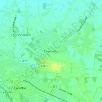 Carte topographique Altenoythe, altitude, relief