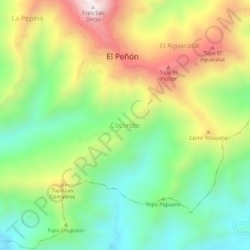 Carte topographique Cocorote, altitude, relief