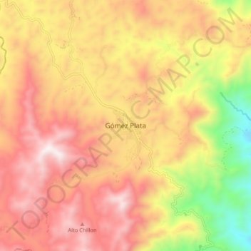 Carte topographique Gómez Plata, altitude, relief
