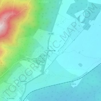 Carte topographique Puerta Verde, altitude, relief
