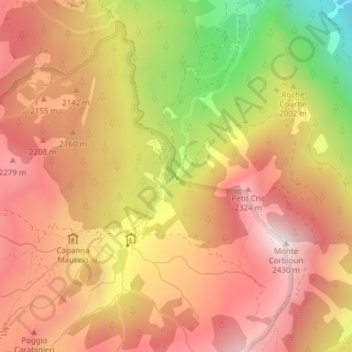 Carte topographique Ponte Chabaud, altitude, relief