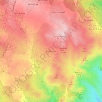 Carte topographique Los Ranchos, altitude, relief