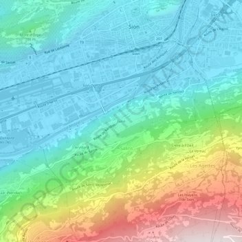 Carte topographique Turin, altitude, relief