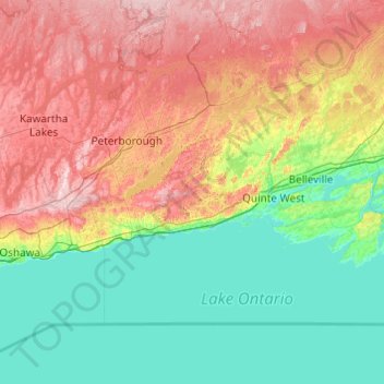 Carte topographique Northumberland, altitude, relief