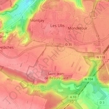 Carte topographique Villeziers, altitude, relief