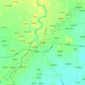 Carte topographique 卫贤镇, altitude, relief
