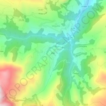 Carte topographique Villar, altitude, relief
