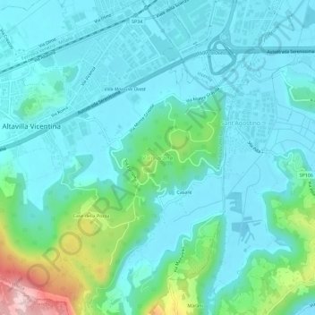 Carte topographique Valmarana, altitude, relief