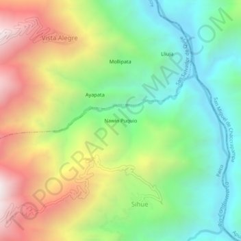 Carte topographique Nawin Puquio, altitude, relief