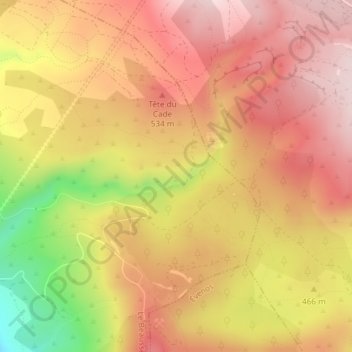 Carte topographique Aven Thierry, altitude, relief