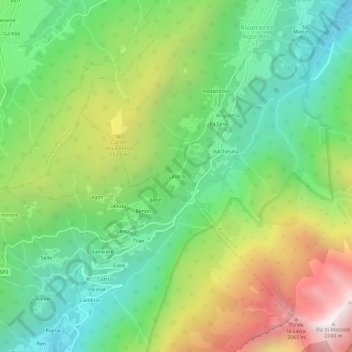 Carte topographique Casera, altitude, relief