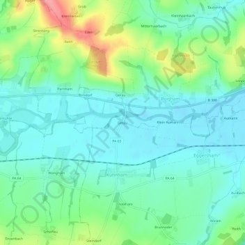 Carte topographique Gerau, altitude, relief
