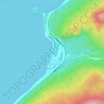 Carte topographique Harmony Beach, altitude, relief