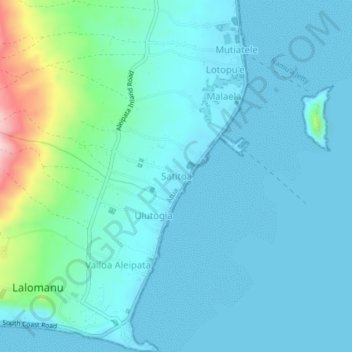 Carte topographique Satitoa, altitude, relief
