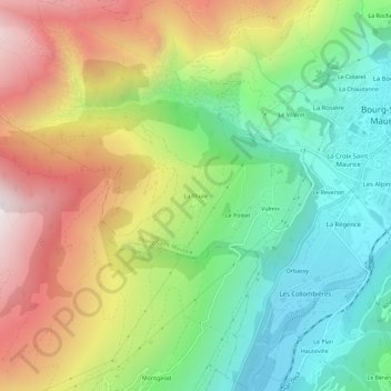Carte topographique La Thuile, altitude, relief