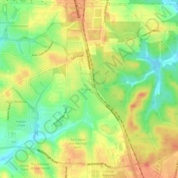 Carte topographique Bonanza, altitude, relief