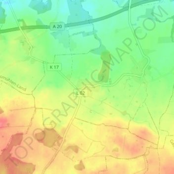 Carte topographique Hanshagen, altitude, relief