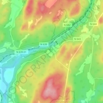 Carte topographique Nissaström, altitude, relief