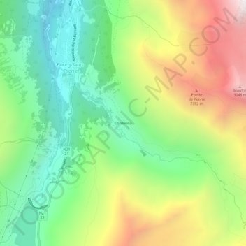 Carte topographique Cordonne, altitude, relief