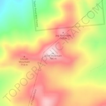 Carte topographique Bitch Mountain, altitude, relief