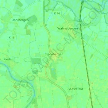 Carte topographique Stedebergen, altitude, relief