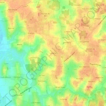 Carte topographique La Sarrée, altitude, relief