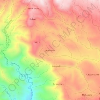 Carte topographique Jeannette, altitude, relief
