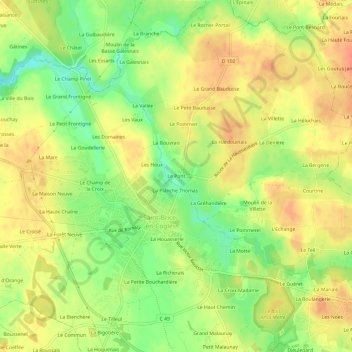 Carte topographique Le Pont, altitude, relief