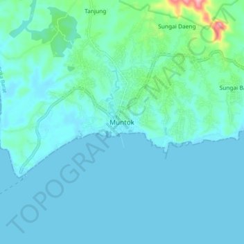 Carte topographique Muntok, altitude, relief