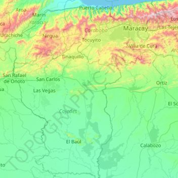 Carte topographique Las Galeras, altitude, relief