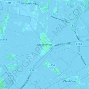 Carte topographique Großenmeer, altitude, relief