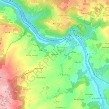 Carte topographique Betoulles, altitude, relief