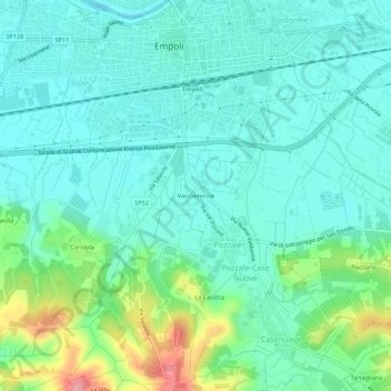 Carte topographique Vacchereccia, altitude, relief