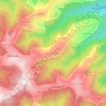 Carte topographique Aït Bouyahia, altitude, relief