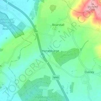 Carte topographique Honeyburge, altitude, relief