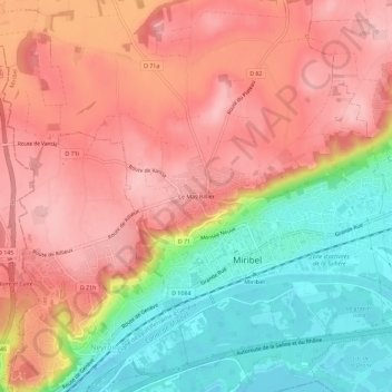 Carte topographique Le Mas Rillier, altitude, relief
