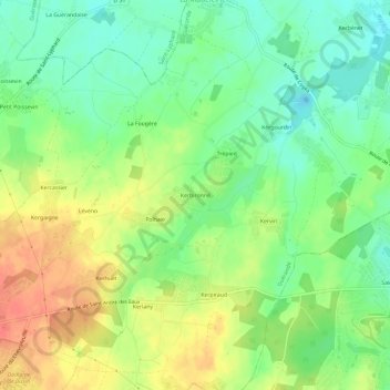 Carte topographique Kerbironné, altitude, relief