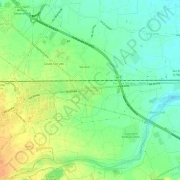 Carte topographique Santa Giustina, altitude, relief