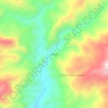 Carte topographique Sapan, altitude, relief