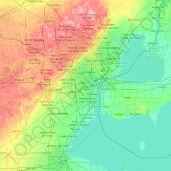 Carte topographique Wayne, altitude, relief